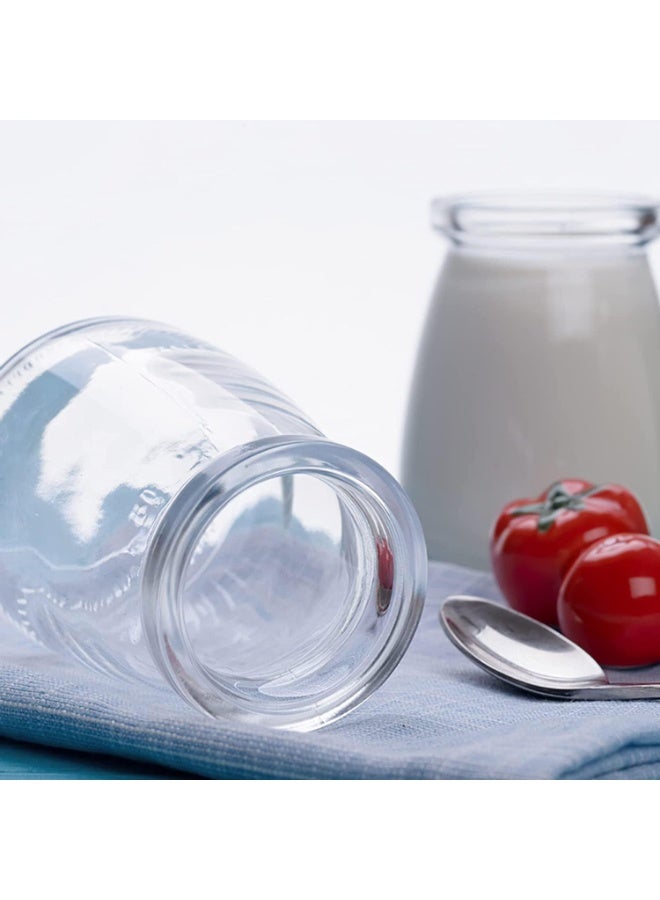 12 Pack 200ml Glass Yogurt Jars with Lids, 7oz Clear Pudding Cups for Dessert, Yogurt, Jelly, Milk, Honey and Homemade Treats, Reusable Round Glass Containers for Home Kitchen Storage - Image 4