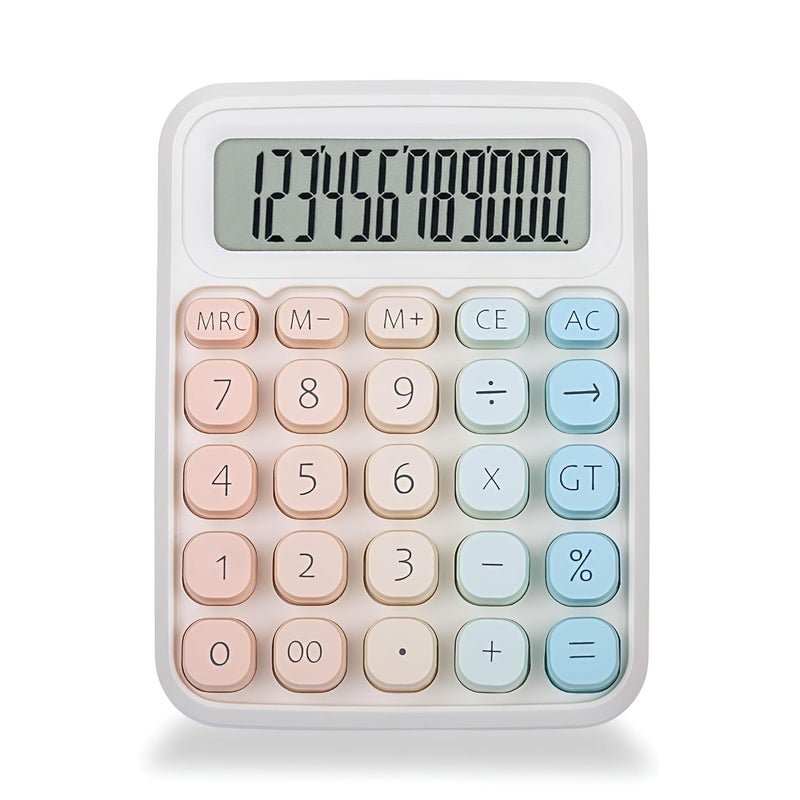 RATAVA Colorful Candy Basic Calculator | 12-Digit Large LCD Display with Sugar Cube Buttons | Cute & Functional for Office, School, Home & Business | Color - Ice-Cream | (1 Pc), White - Image 1