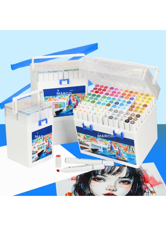 Marco Dual-tip Alcohol-based Markers, 60 Colors, Quick-drying, Professional Art Watercolor Pens For Students And Children, Painting Pigment Set, Gift, Back-to Present - Image 1