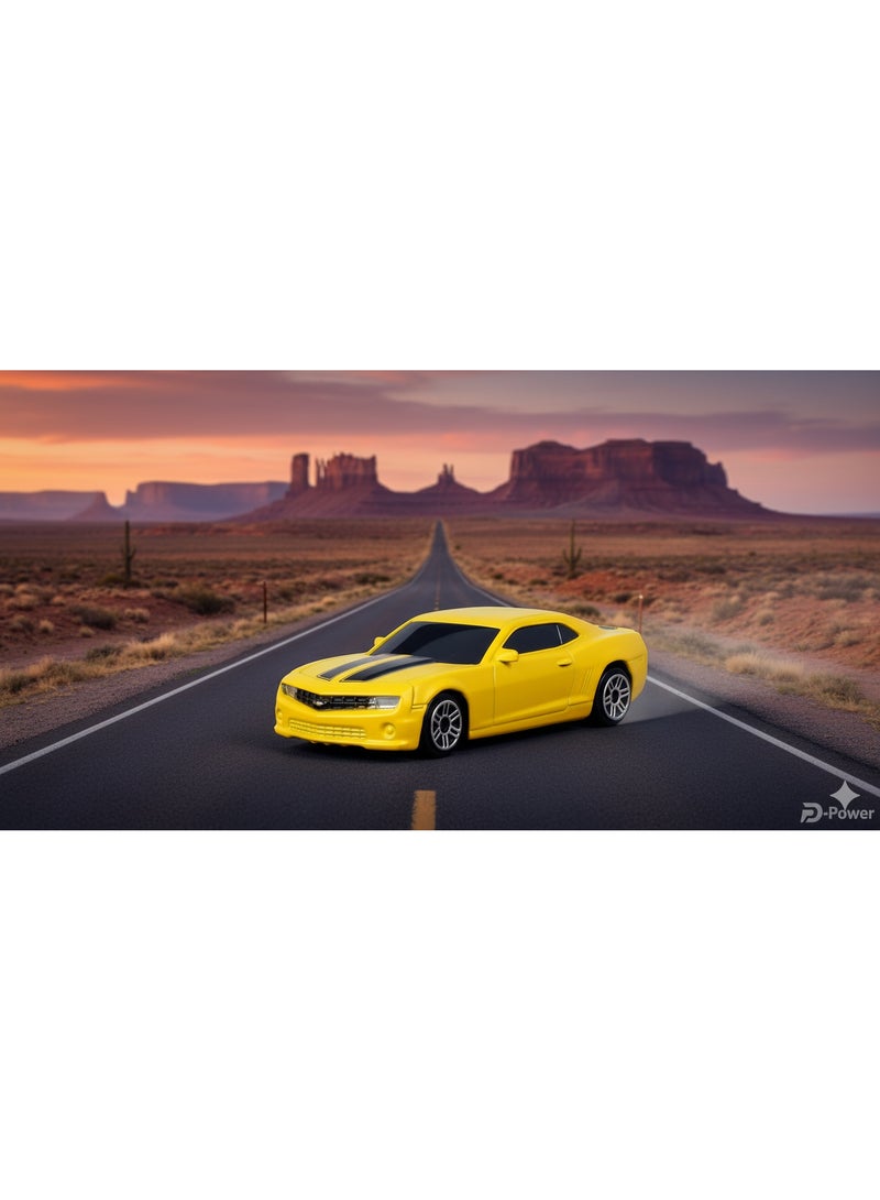 D-Power 1:64 Diecast Chevrolet Camaro Matte Yellow â€“ Collectible Mini Car - Image 3