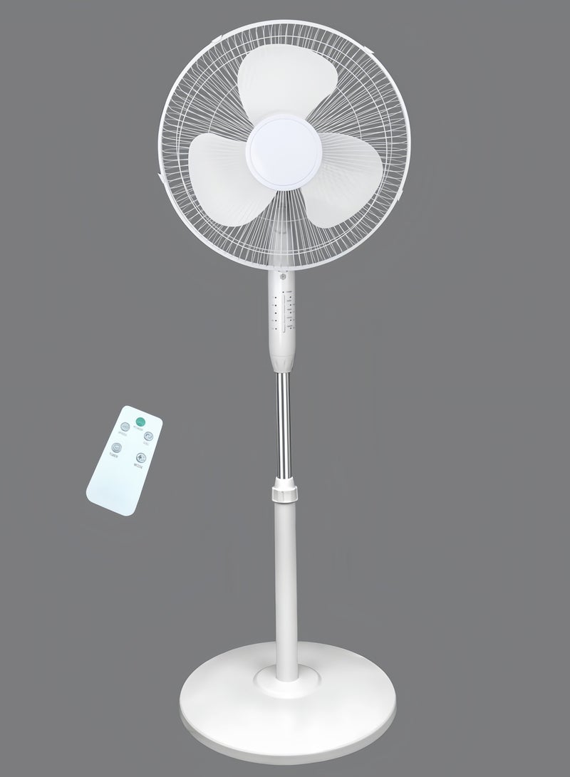 GGEROU Pedestal Stand Fan with Remote Control,16 inch,3 Speed& Adjustable Height,140° Levels rotation Angle,3 Leaf Quiet Power Saving with 7.5 Hour Timer floor fan,for Bedroom Home Office, White  - Image 1