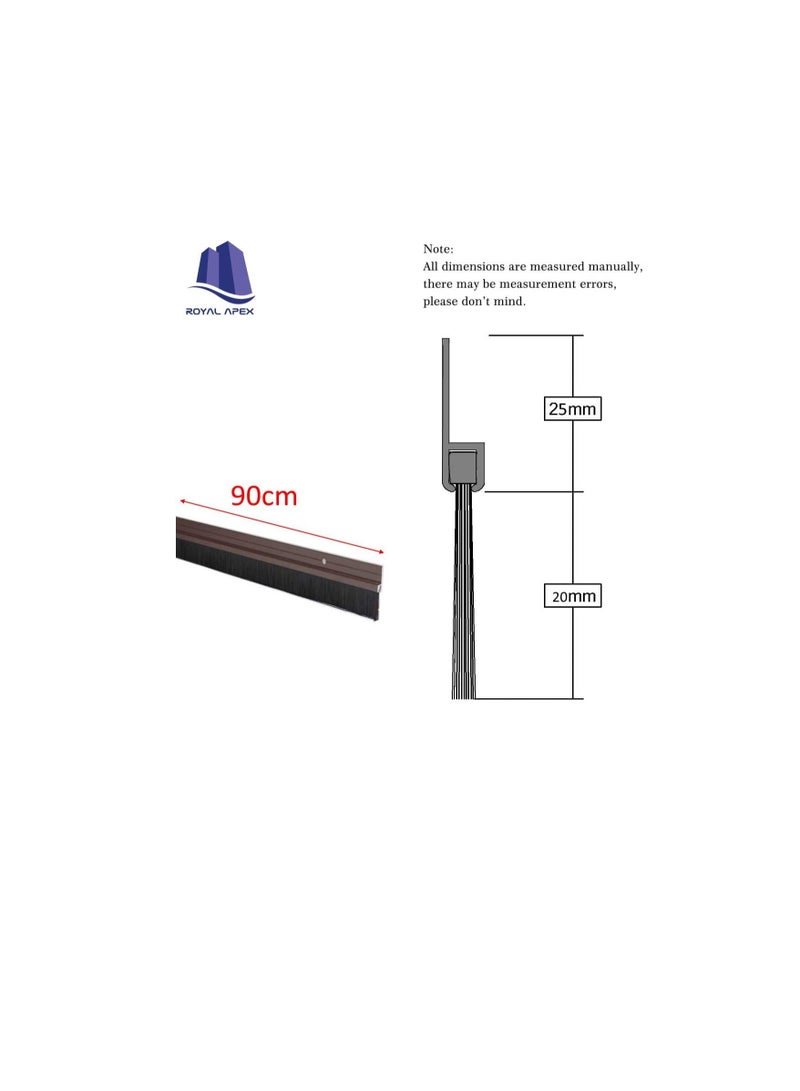 Door Bottom Brush & Rubber Seal with Screw for Exterior/Interior Doors, Insulation Door Seal Sound Proof Under Door Draft Blocker- Keeping Noise Repellent & Dust (90cm, Brush Brown)  - Image 2