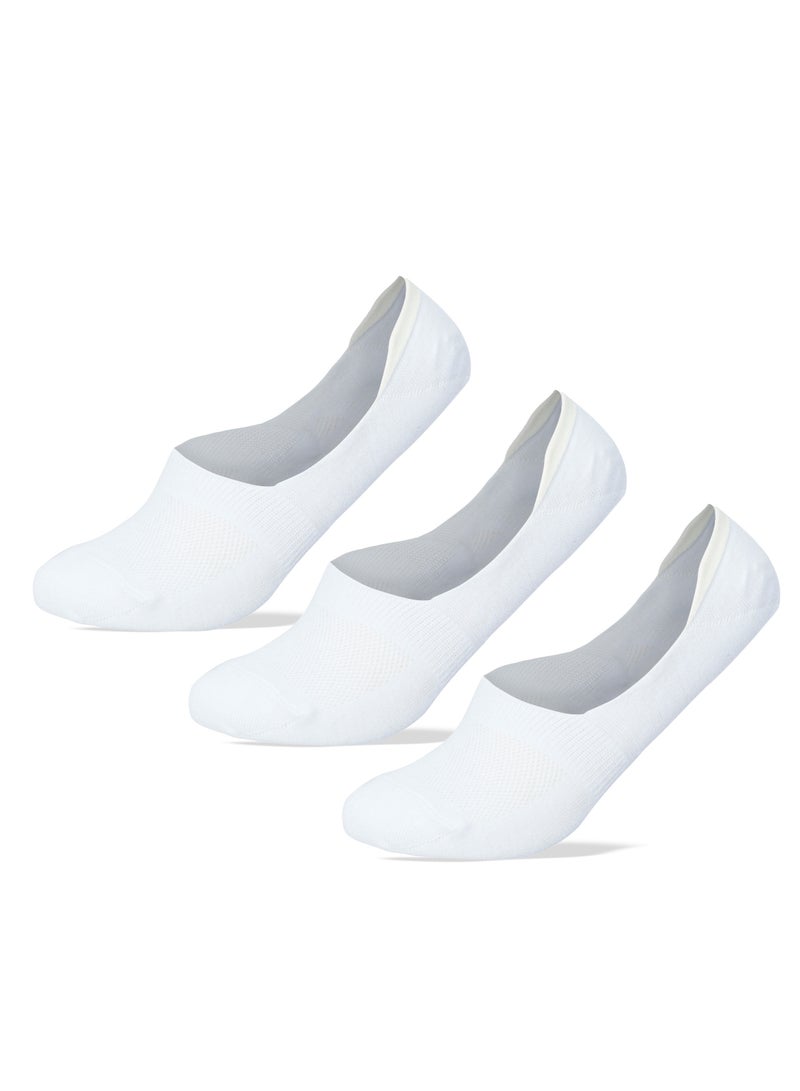 سام سوكس مجموعة من 3 جوارب سيليكون غير مرئية للرجال، لون أبيض سادة - Image 1