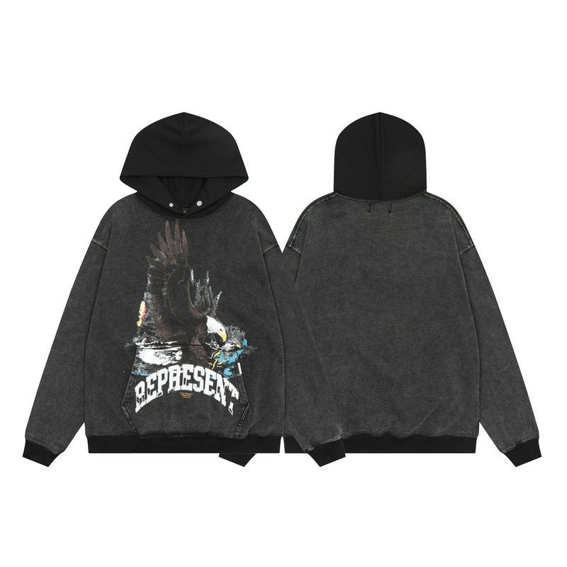 Represent Crocodile Letter Slogan Goddess Angel Tiger Print High Street Hoodie Sweatshirt Trendy - Image 1