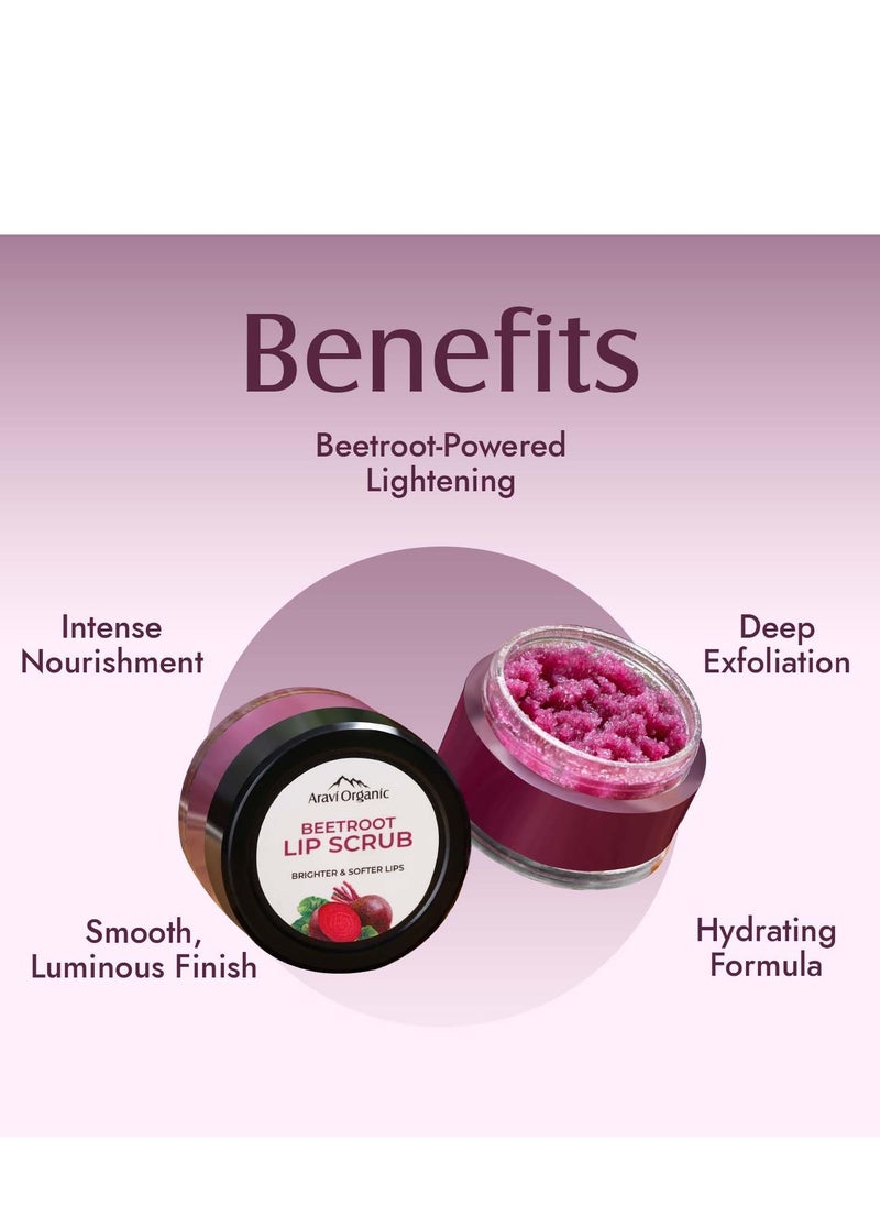 Aravi Organic Aravi Organic Beetroot Lip Scrub With Beetroots, Shea Butter & Cocoa Butter - For Dark,Chapped & Pigmented Lips - For Brightening Dark Lips - For Men and Women - 15 gm  - Image 2