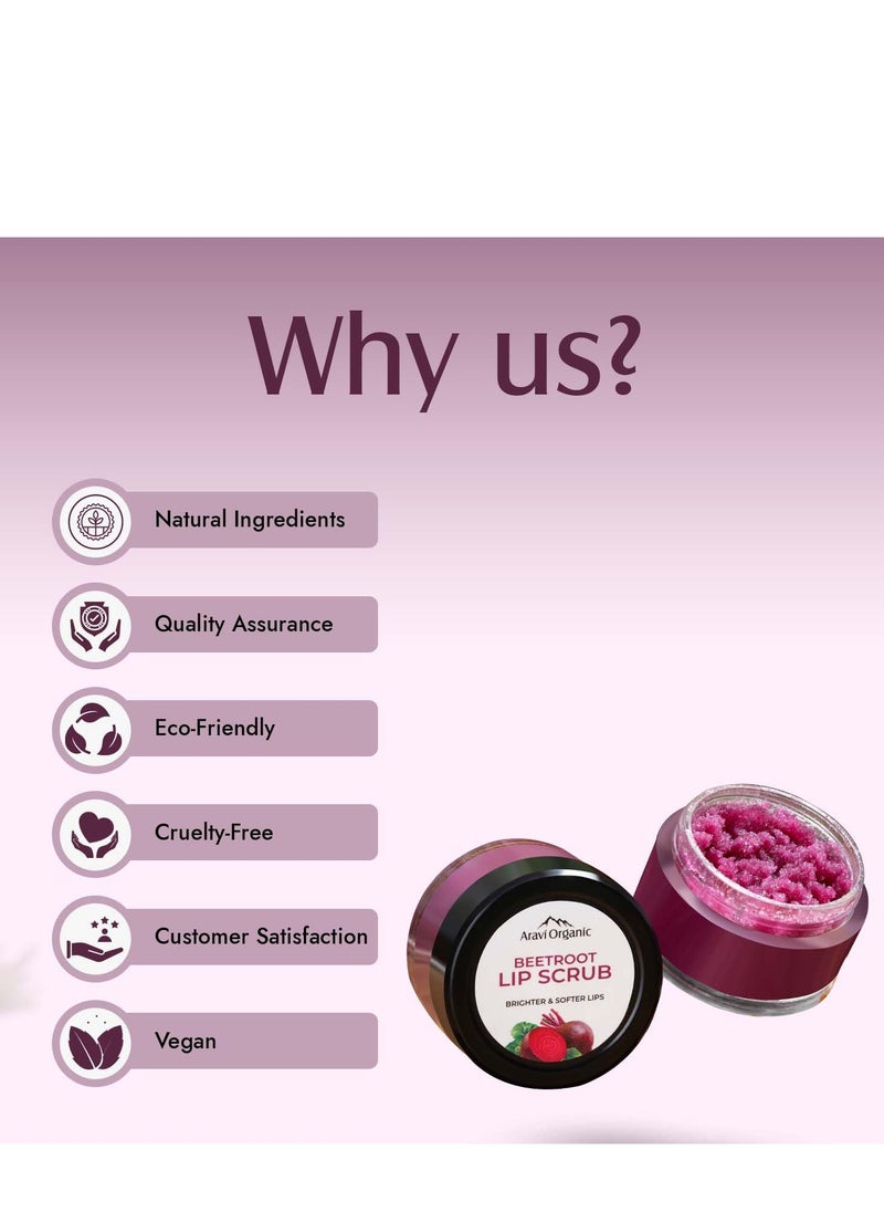Aravi Organic Aravi Organic Beetroot Lip Scrub With Beetroots, Shea Butter & Cocoa Butter - For Dark,Chapped & Pigmented Lips - For Brightening Dark Lips - For Men and Women - 15 gm  - Image 3