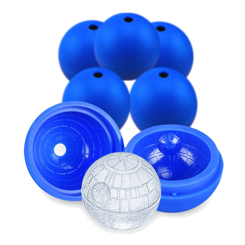 Death Star Ice Cube Mold 6 Pack Silicone Star Wars Ice Molds Sphere Big Ice Ball Maker for Whiskey Bourbon and Cola 6