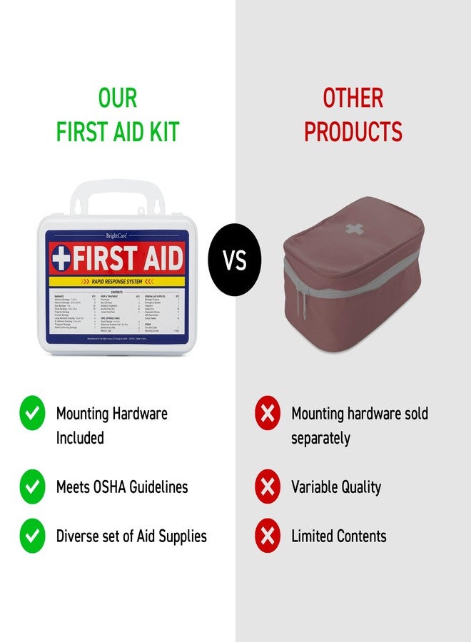 BrightCare First Aid Kit - Wall Mount Back Option, 130 Pieces, Durable Hard Case with Carrying Handle - First Aid Kit for Office, Home, School, Car, Hiking, Camping - by BrightCare - Image 2