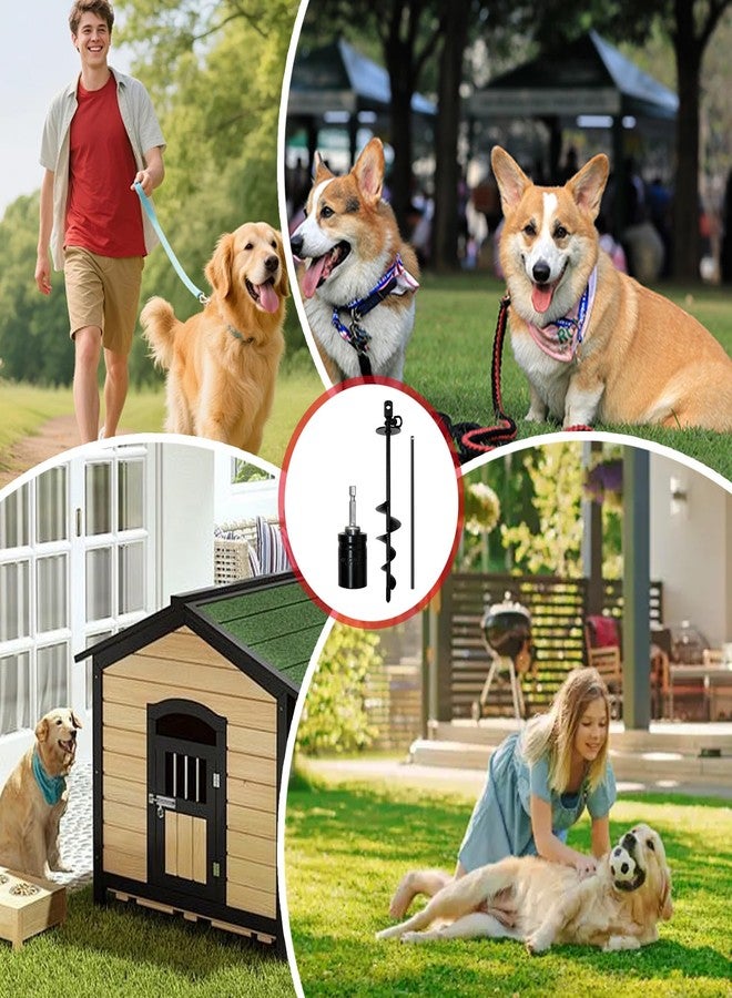 CIYOJA Dog Tie Out Stake Heavy Duty: 14.9in x0.47in Spiral Ground Anchor with 360° Stainless Swivel, Drill Adapter and Manual Steel Rod, Strong Tie Out System for Large Dogs in Yard and Outdoor Use - Image 4