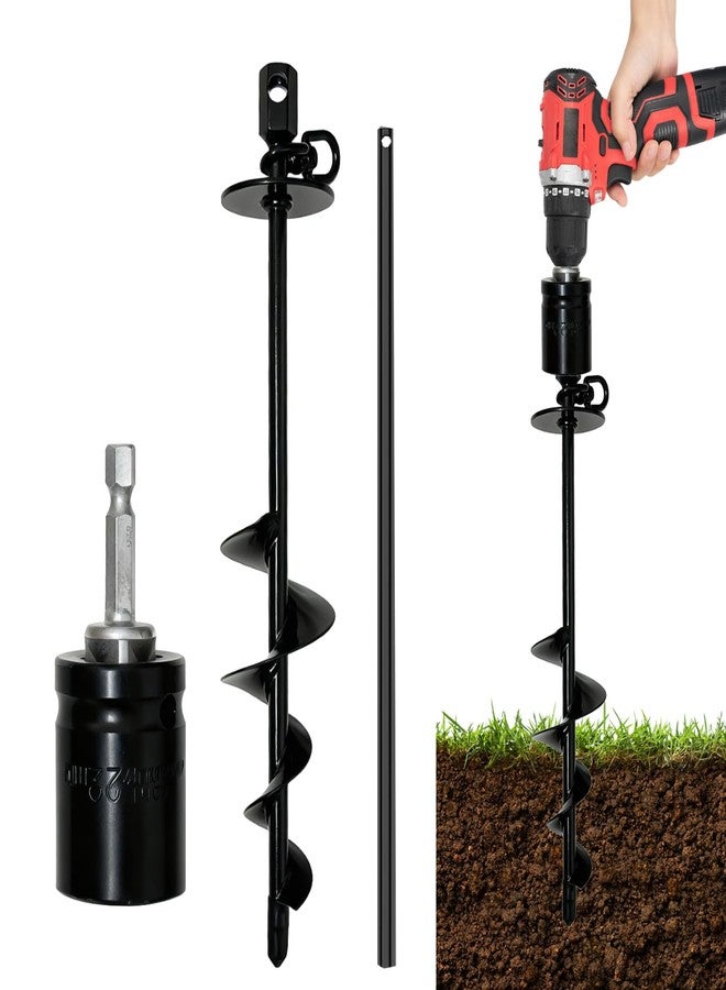 CIYOJA Dog Tie Out Stake Heavy Duty: 14.9in x0.47in Spiral Ground Anchor with 360° Stainless Swivel, Drill Adapter and Manual Steel Rod, Strong Tie Out System for Large Dogs in Yard and Outdoor Use - Image 1