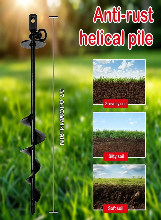 CIYOJA Dog Tie Out Stake Heavy Duty: 14.9in x0.47in Spiral Ground Anchor with 360° Stainless Swivel, Drill Adapter and Manual Steel Rod, Strong Tie Out System for Large Dogs in Yard and Outdoor Use - Image 3