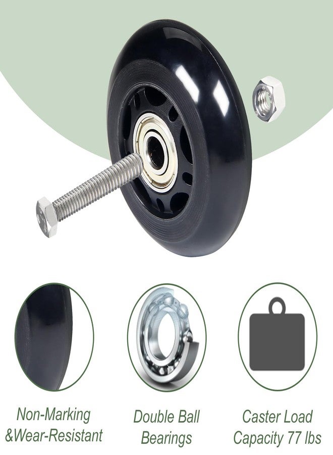 Juvielich 2.5" x 1" 4Pcs Chair Caster Wheels 2.5 Inch PU Caster Wheels Just Wheel, Small Plate Casters, Roller Wheel with Bearing Office Chair Wheels Storage Cart Rolling Cart - Image 4
