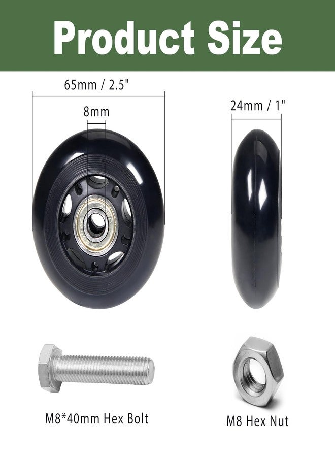 Juvielich 2.5" x 1" 4Pcs Chair Caster Wheels 2.5 Inch PU Caster Wheels Just Wheel, Small Plate Casters, Roller Wheel with Bearing Office Chair Wheels Storage Cart Rolling Cart - Image 2