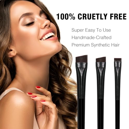Banidy Eyeliner Brush Brow Tint Brushes Eyebrow Brushes Set Fine Angled Point Angled Slanted Tinting Ultra Thin Flat Makeup Premium Eyebrow Precision Gel Professional Soft Synthetic Hairs - Image 2