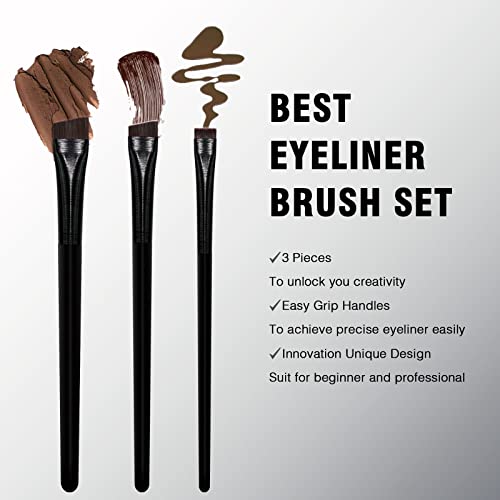 Banidy Eyeliner Brush Brow Tint Brushes Eyebrow Brushes Set Fine Angled Point Angled Slanted Tinting Ultra Thin Flat Makeup Premium Eyebrow Precision Gel Professional Soft Synthetic Hairs - Image 3