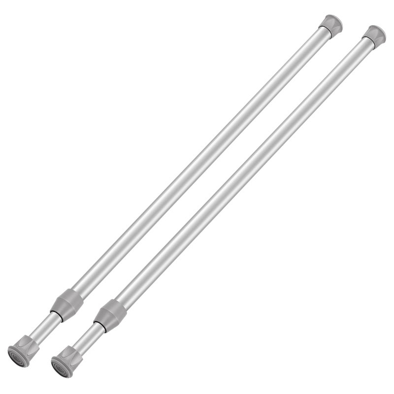 Ginbel Direct 2 Pack Tension Curtain Rod 15.7-28 Inch, Small Short Adjustable Extendable Spring Loaded Rods for Windows Cabinet Blinds Closet Bedroom Kitchen Bathroom Door No Drilling, Silver - Image 1