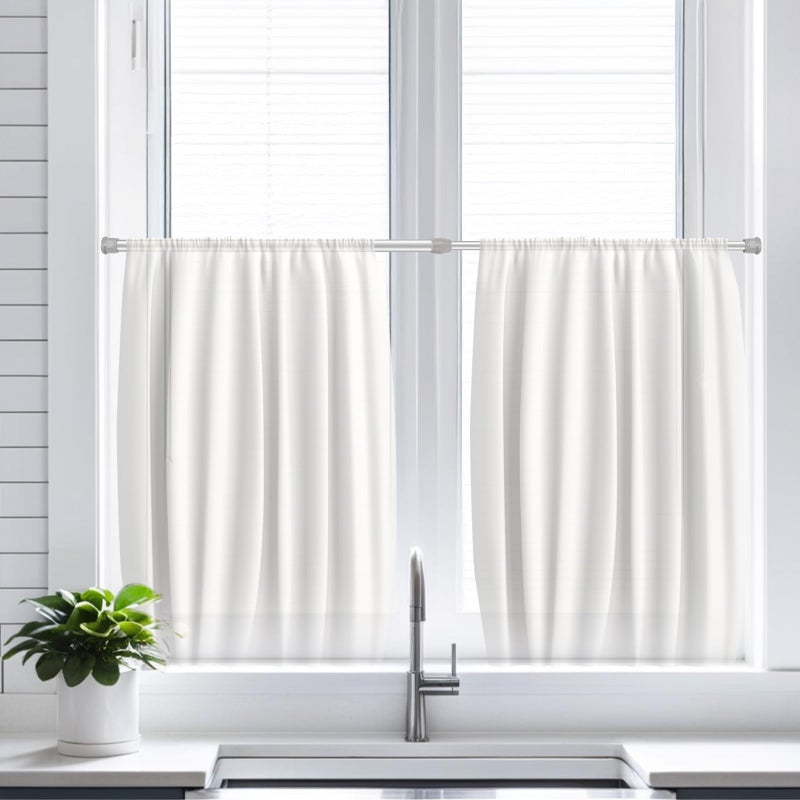Ginbel Direct 2 Pack Tension Curtain Rod 15.7-28 Inch, Small Short Adjustable Extendable Spring Loaded Rods for Windows Cabinet Blinds Closet Bedroom Kitchen Bathroom Door No Drilling, Silver - Image 2