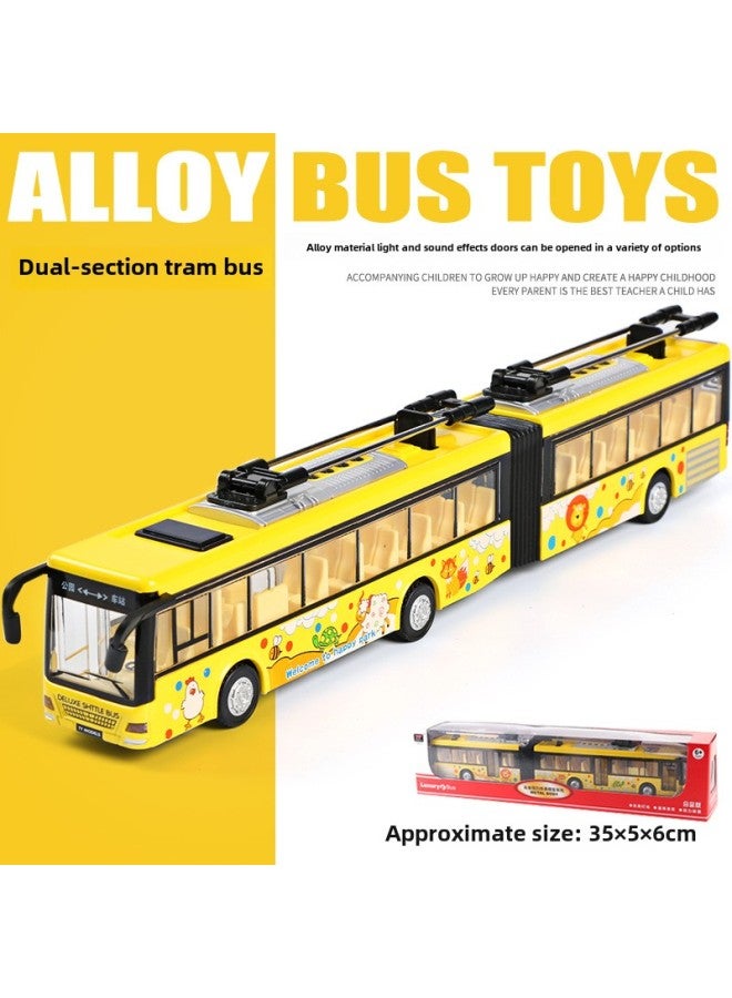 Large Double-decker Bus Toy Open Door Bus Model Kids Bus Boy Alloy Bus Play Special Olympics-Color:Double-section Tram Bus Yellow♜ - Image 1