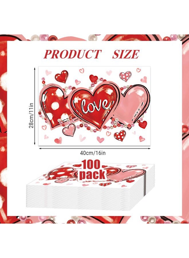KOPOOEOE 100Pcs Valentine's Day Paper Placemats - Love Heart & Bead Design, Valentine's Day Disposable Table Mats for Wedding, Anniversary & Party Decor - Image 2