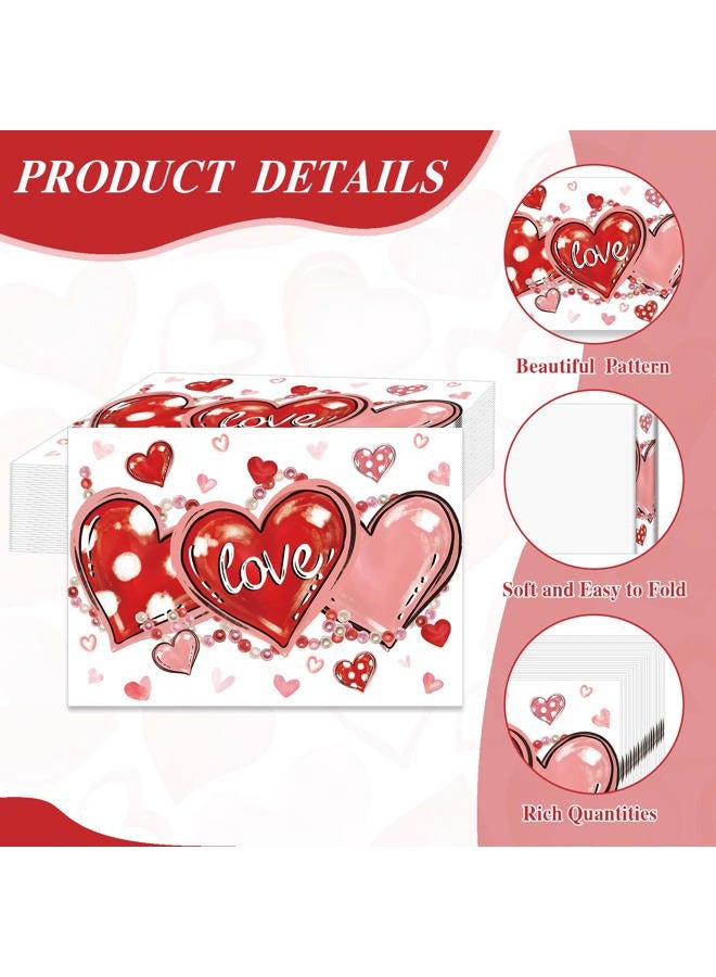 KOPOOEOE 100Pcs Valentine's Day Paper Placemats - Love Heart & Bead Design, Valentine's Day Disposable Table Mats for Wedding, Anniversary & Party Decor - Image 3