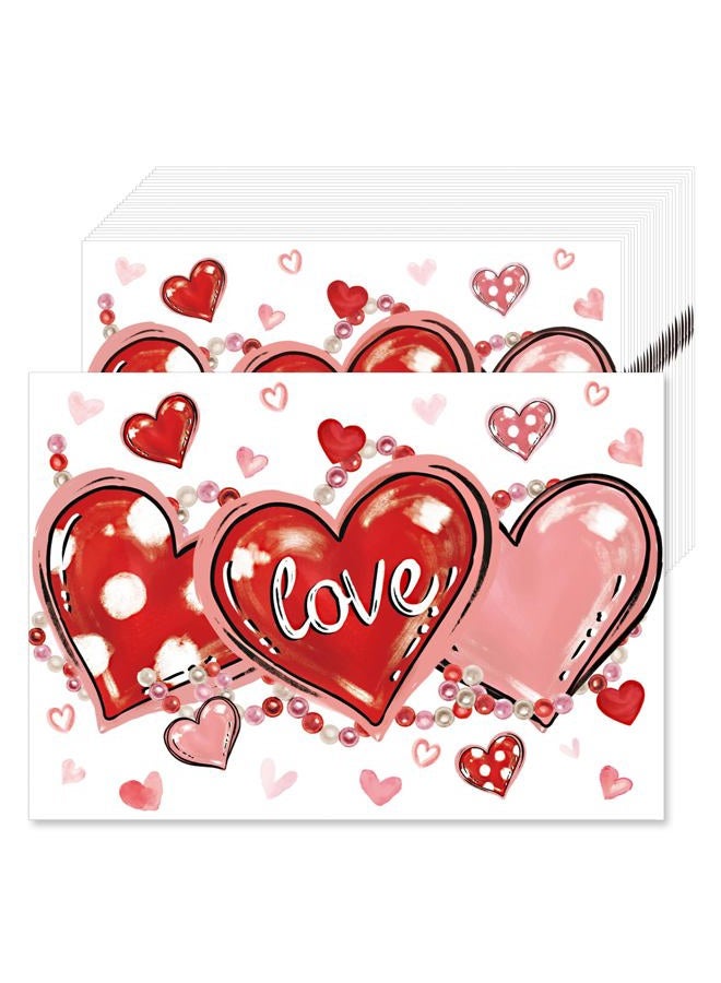 KOPOOEOE 100Pcs Valentine's Day Paper Placemats - Love Heart & Bead Design, Valentine's Day Disposable Table Mats for Wedding, Anniversary & Party Decor - Image 1