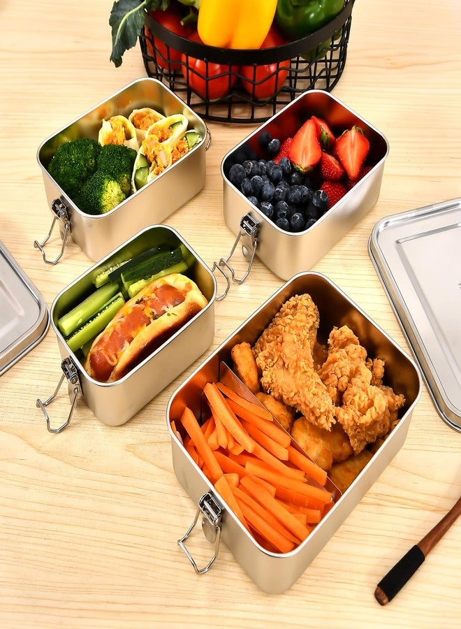 VIKCOLEE 4 PCS Stainless Steel Bento Box 4-Size, Metal Lunch Box, Food Containers, Lunch Container for Home, Work, Camping (550ml+850ml+1400ml+2400ml) - Image 4