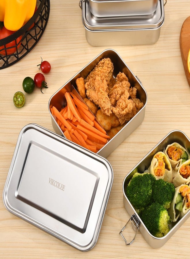 VIKCOLEE 4 PCS Stainless Steel Bento Box 4-Size, Metal Lunch Box, Food Containers, Lunch Container for Home, Work, Camping (550ml+850ml+1400ml+2400ml) - Image 3