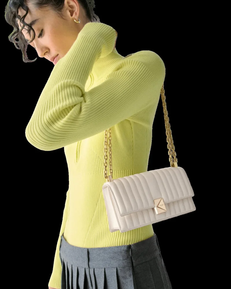 كيت سبيد حقيبة كروس بودي جلد مبطنة بسلسلة