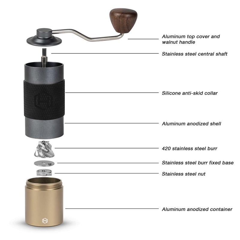 HEIHOX Manual Coffee Grinder - HEIHOX Hand with Adjustable Conical Stainless Steel Burr Mill, Capacity 30g Portable Mill Faster Grinding Efficiency Espresso to Coarse for Office, Home, Camping  - Image 3