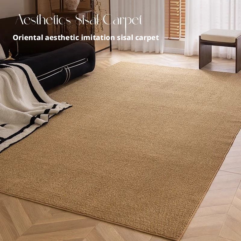 Japanese Style Solid Color Sisal-Like Area Rug, Thickened Dirt-Resistant, Polypropylene, Machine Washable - Image 1