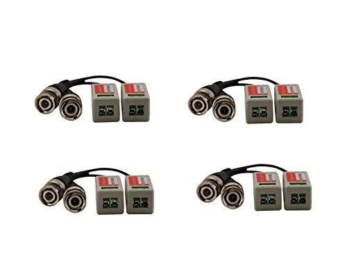 LipiWorld® Video Balun AHD CVI TVI Coax to UTP Cat6 Connector HD 720P 1080P CCTV BNC (PACK-4) - Image 1