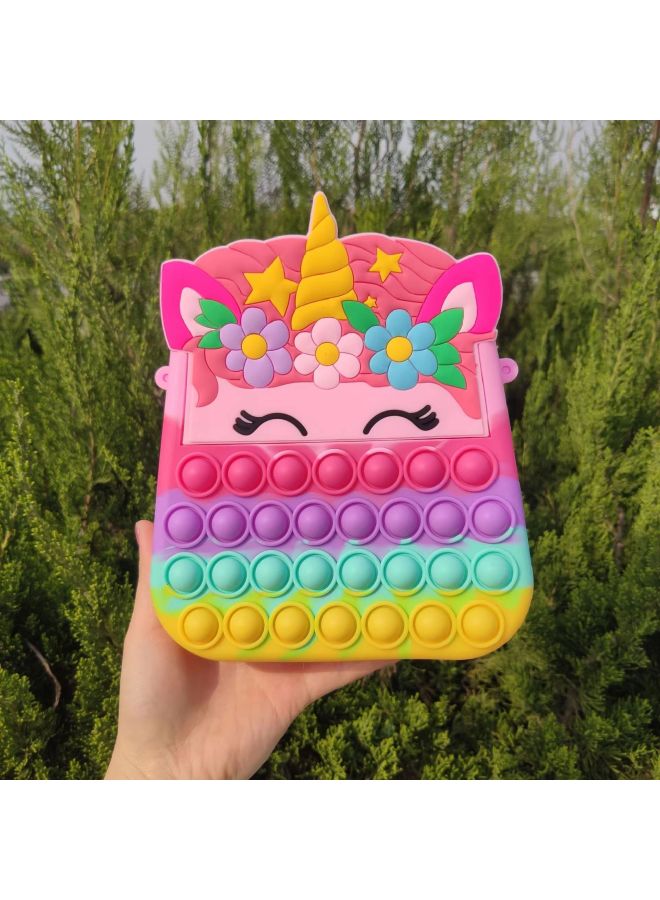 Silicone Crossbody Bag Children Boys And Girls Cartoon Shoulder Bag Unicorn Silicone Crossbody Bag Mobile Phone Bag Storage Bag-Color:Unicorn Macaron Color - Image 1