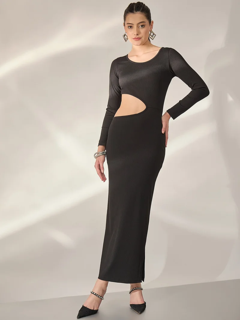Panit PANIT Ribbed Cut-out Bodycon Maxi dresss - Black