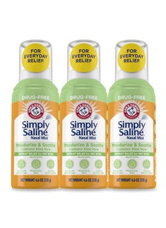Arm & Hammer Arm & Hammer Simply Saline Moisturize & Soothe Nasal Mist, Drug-Free Moisturizing Saline Nasal Spray for Instant Relief for Dry Nose, 4.6 Oz (130 g), 3 Pack 