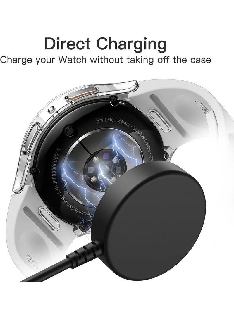 جراب مع واقي شاشة لساعة سامسونج جالاكسي واتش 7 مقاس 44 مم، غطاء حماية شامل، غشاء زجاجي مقوى مدمج عالي الحساسية، عبوة من قطعتين (شفاف) - Image 1