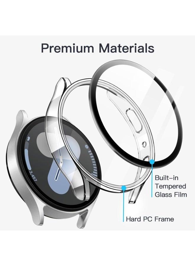 جراب مع واقي شاشة لساعة سامسونج جالاكسي واتش 7 مقاس 44 مم، غطاء حماية شامل، غشاء زجاجي مقوى مدمج عالي الحساسية، عبوة من قطعتين (شفاف) - Image 3
