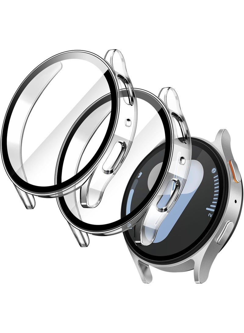 جراب مع واقي شاشة لساعة سامسونج جالاكسي واتش 7 مقاس 44 مم، غطاء حماية شامل، غشاء زجاجي مقوى مدمج عالي الحساسية، عبوة من قطعتين (شفاف) - Image 4