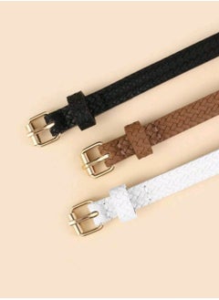 Shein 3pcs Vintage Square Buckle Women Braided Woven Belt, Elegant Fashion Decorative Waistband  - Image 3