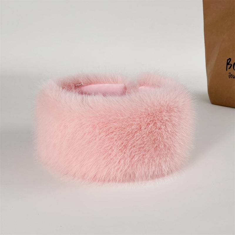 Dikoaina Womens Faux Fur Headband Winter Earwarmer Earmuff Ski - Image 2
