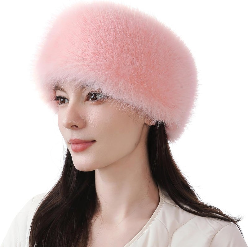 Dikoaina Womens Faux Fur Headband Winter Earwarmer Earmuff Ski - Image 1