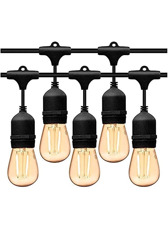 The Bros Patio String Lights,51Ft/15M Led String Lights Outdoor 15- E27 Plastic Edison Bulbs,Warm White String Lights Outdoor,IP65 Waterproof Hanging Light Strings for Wedding Patio Indoor Outdoor Party Garden - Image 1