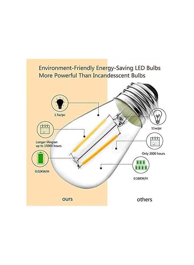 The Bros Patio String Lights,51Ft/15M Led String Lights Outdoor 15- E27 Plastic Edison Bulbs,Warm White String Lights Outdoor,IP65 Waterproof Hanging Light Strings for Wedding Patio Indoor Outdoor Party Garden - Image 5