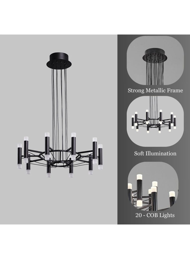 DANUBE HOME Cassino LED Chandelier - Modern Black Acrylic Living Room Light Fixture, D50xH150 cm, Elegant Design, 2-Year Warranty, Perfect for Home Decor  - Image 4