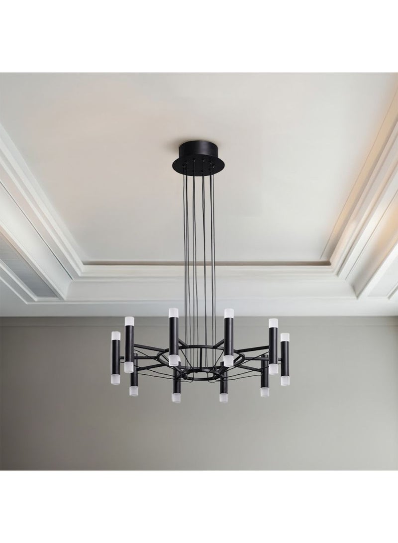 DANUBE HOME Cassino LED Chandelier - Modern Black Acrylic Living Room Light Fixture, D50xH150 cm, Elegant Design, 2-Year Warranty, Perfect for Home Decor  - Image 1