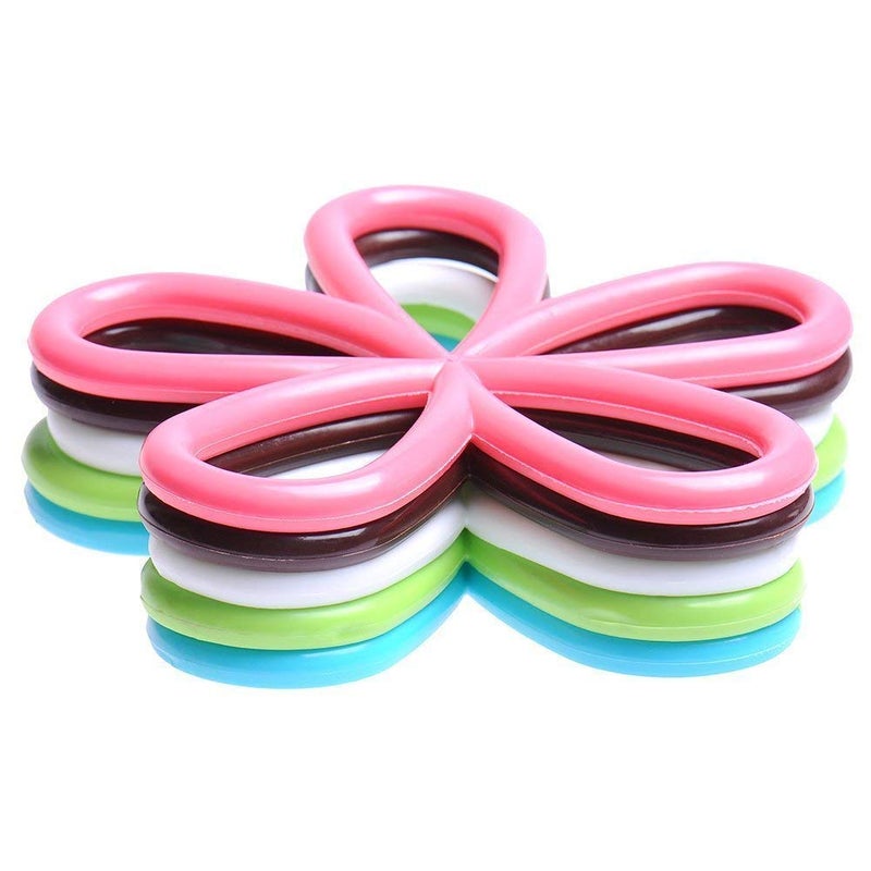 TASKHOUSE 5pcs Flower Design Shaped Anti Slip Table mat Heat pad Insulated hot Pot mat Saucepan Coaster Dining Tableware Kitchen Placemats Insulation mats Multi Color
