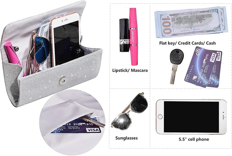 Outrip Women's Evening Bag Clutch Purse Glitter Party Wedding Handbag with Chain - Image 2