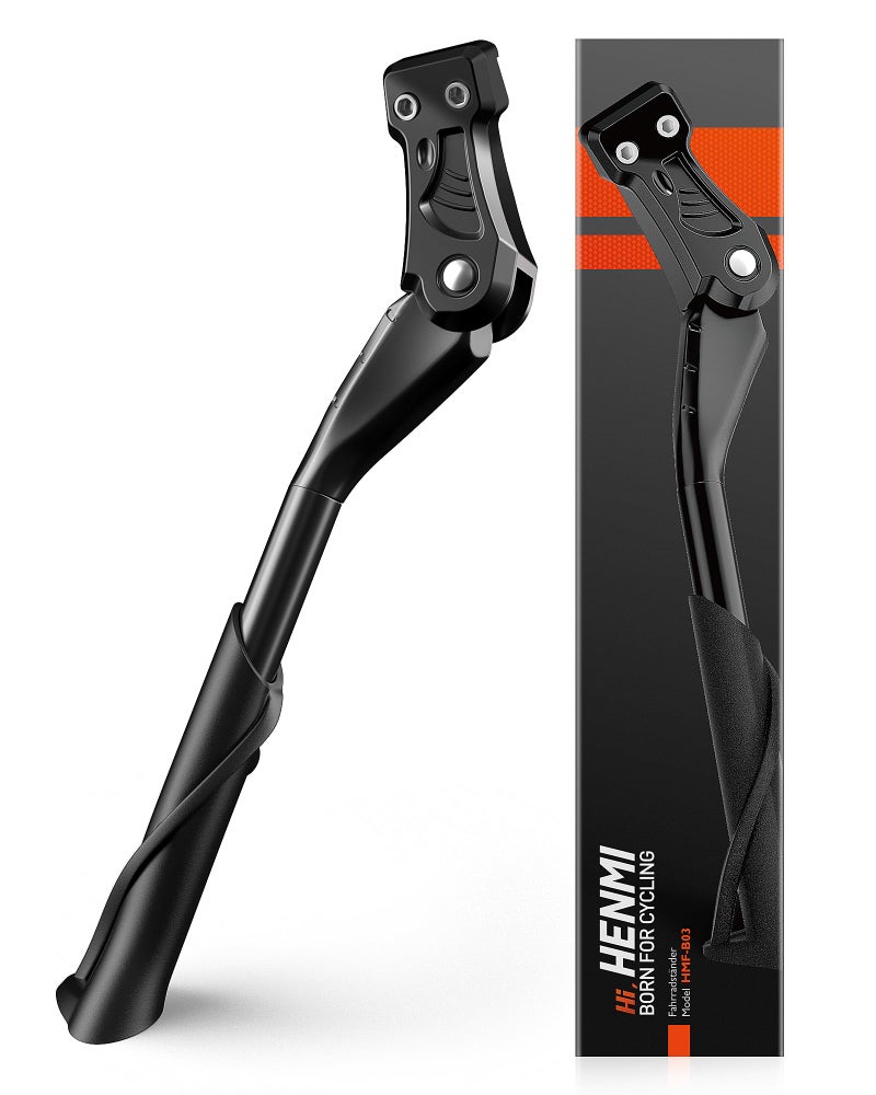 HENMI Bike Kickstand for 24-29 Inch Bicycle, 0.7 inch (18mm) 2 Holes, Non-Slip Base Adult Bicycle Kickstand for Mountain Bike, - Image 1