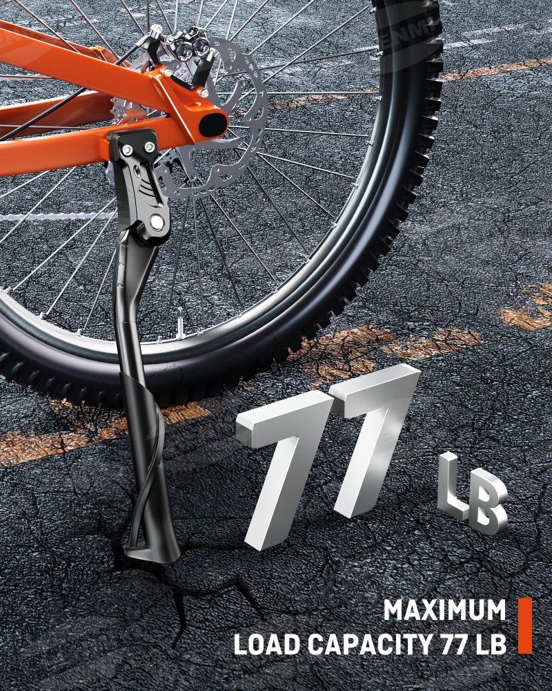 HENMI Bike Kickstand for 24-29 Inch Bicycle, 0.7 inch (18mm) 2 Holes, Non-Slip Base Adult Bicycle Kickstand for Mountain Bike, - Image 5