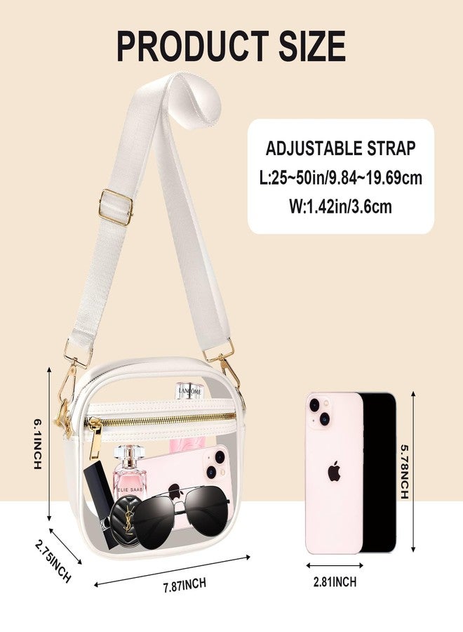 Fibrdoo Clear Bag Stadium Approved, Leather Clear Crossbody Purse Bag for Concerts Sports Events Festivals (Beige) - Image 3