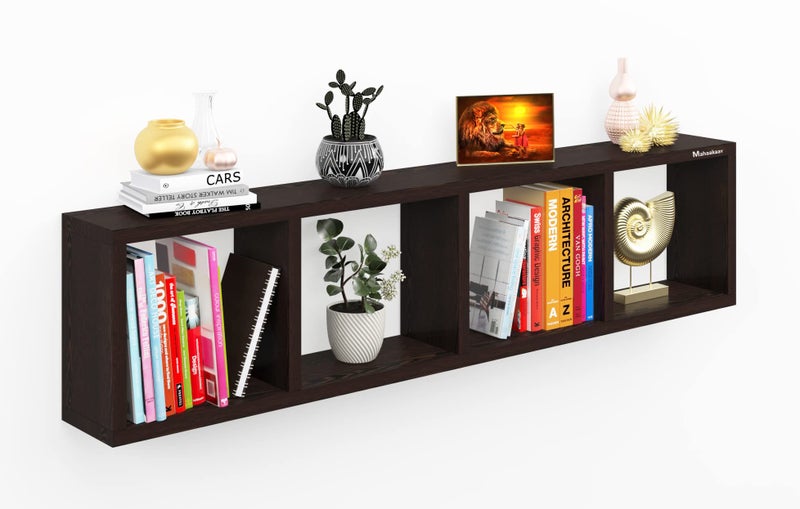 Mahaakaay Sumwud Royal Free Standing Wall Mounted with Fastners Bookcase Book Shelf Display Rack Wenge (Engineered Wood) - Image 3